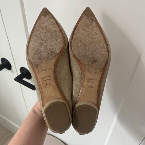 Nicholas Kirkwood Cream Pebbled Leather Flats Size 40.5 - Picture 7 of 8